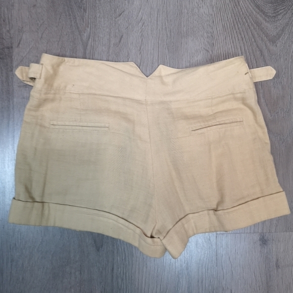 Y2K Vintage Rachel Roy Boho Double Belted Low Slung Pleated Linen Trouser Shorts - Picture 2 of 4
